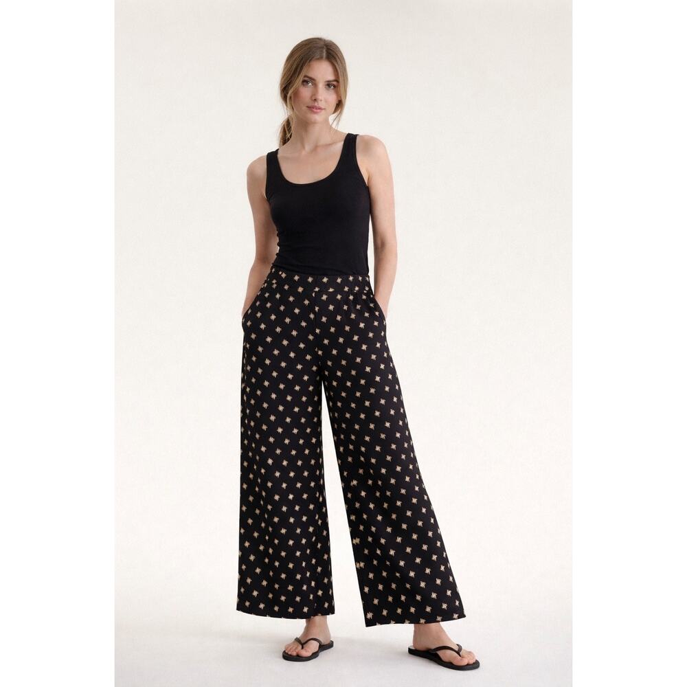 Bitte Kai Rand Black Linen Pants Wide Leg Lagenlook Minimalist XS Scandie Girl